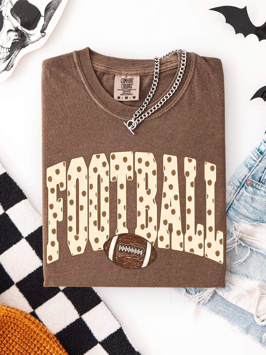 Retro Football Polka Dots Comfort Colors Graphic Tee