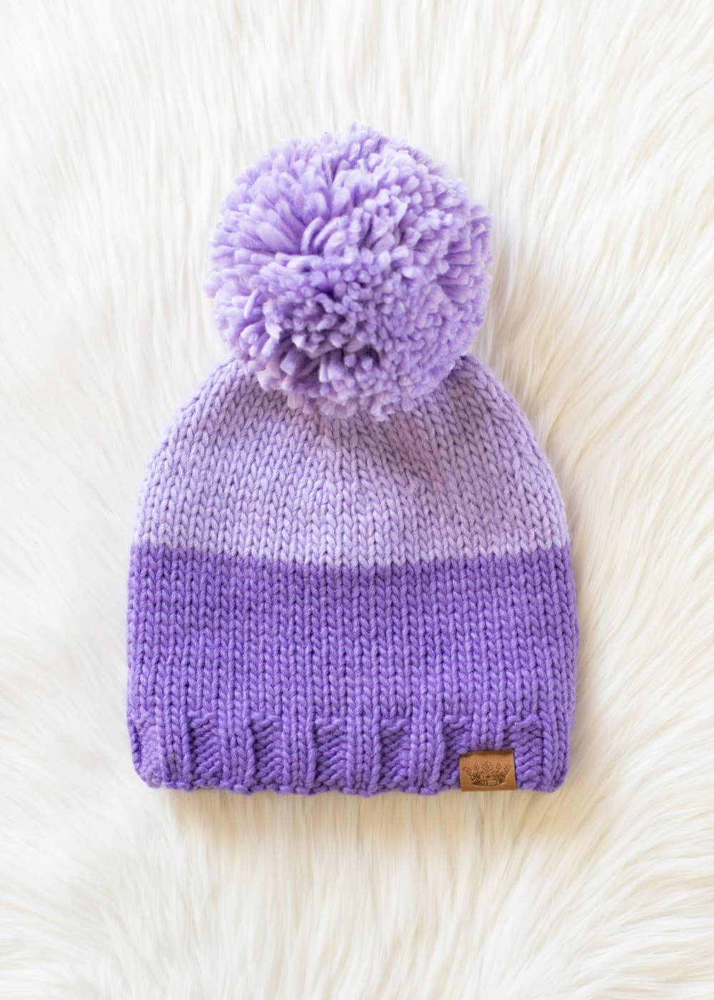 Lavender & Purple Color Block Pom Hat