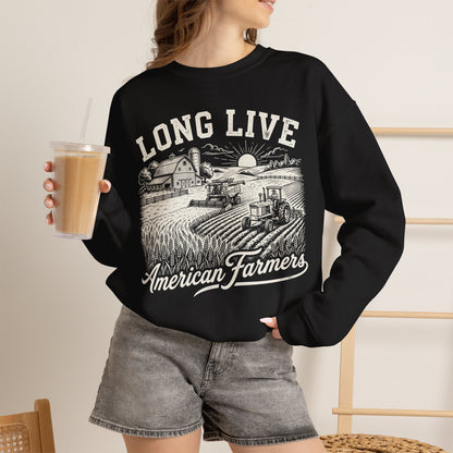 Long Live American Farmers Sweatshirt – Vintage Farm Scene Crewneck