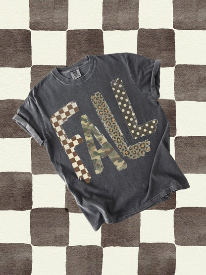 Retro Fall Checkered Leopard Comfort Colors Graphic Tee