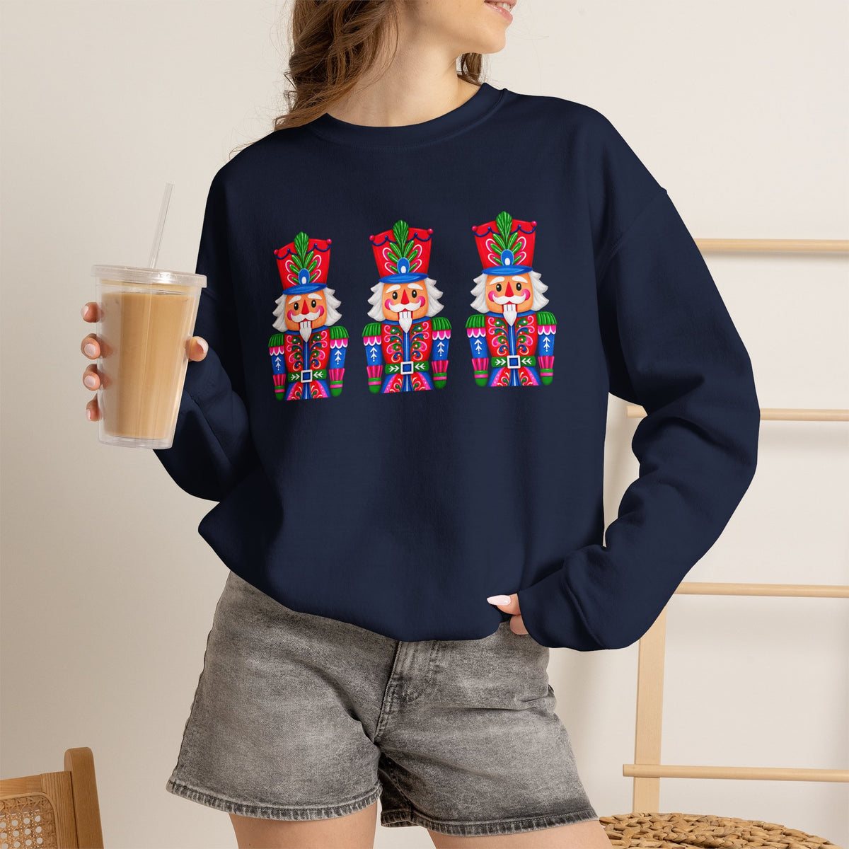 Nutcracker Crewneck Sweatshirt — Festive Triple Nutcracker Holiday Pullover