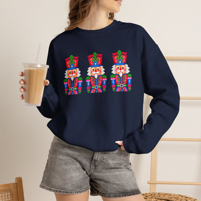 Nutcracker Crewneck Sweatshirt — Festive Triple Nutcracker Holiday Pullover