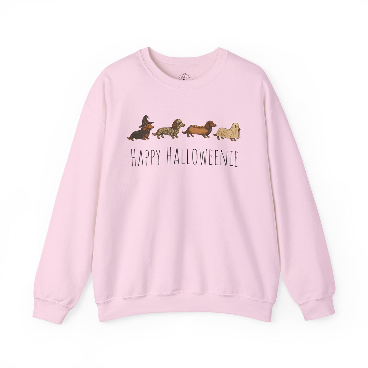 Halloween Dachshund Sweatshirt — "Happy Halloweenie" Cute Halloween Dog Crewneck