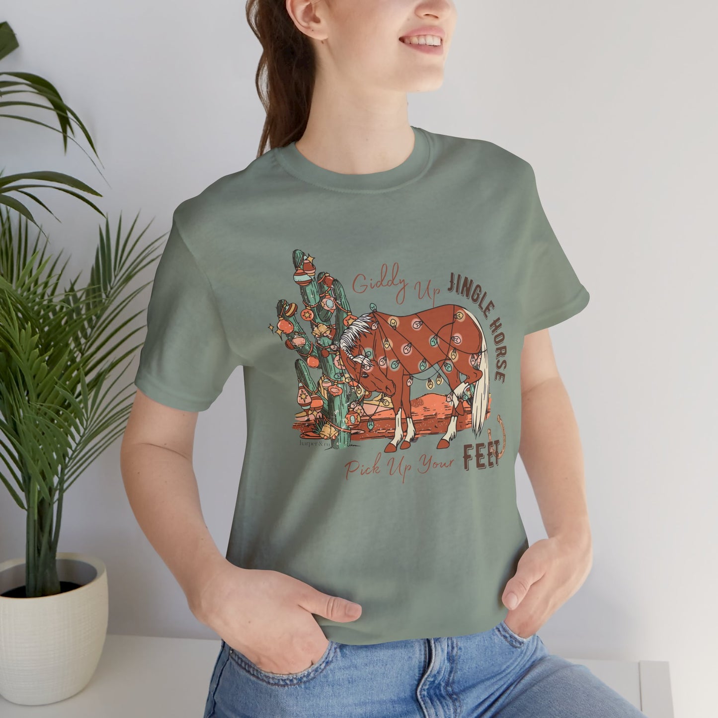 Giddy Up Jingle Horse Bella Canvas Full Size Unisex Jersey Short Sleeve Tee