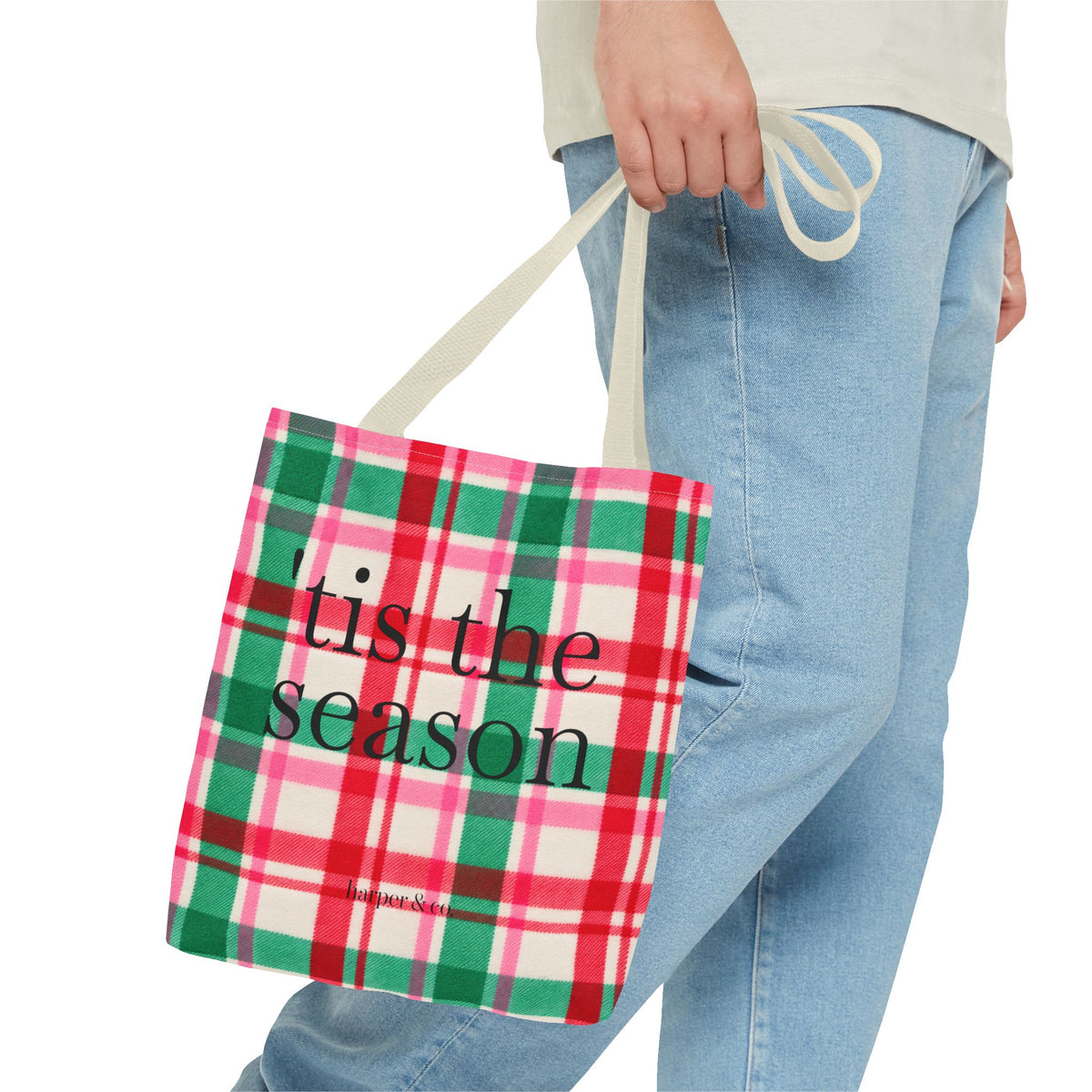 Christmas Plaid Tote Bag - 'Tis the Season Holiday Market Bag