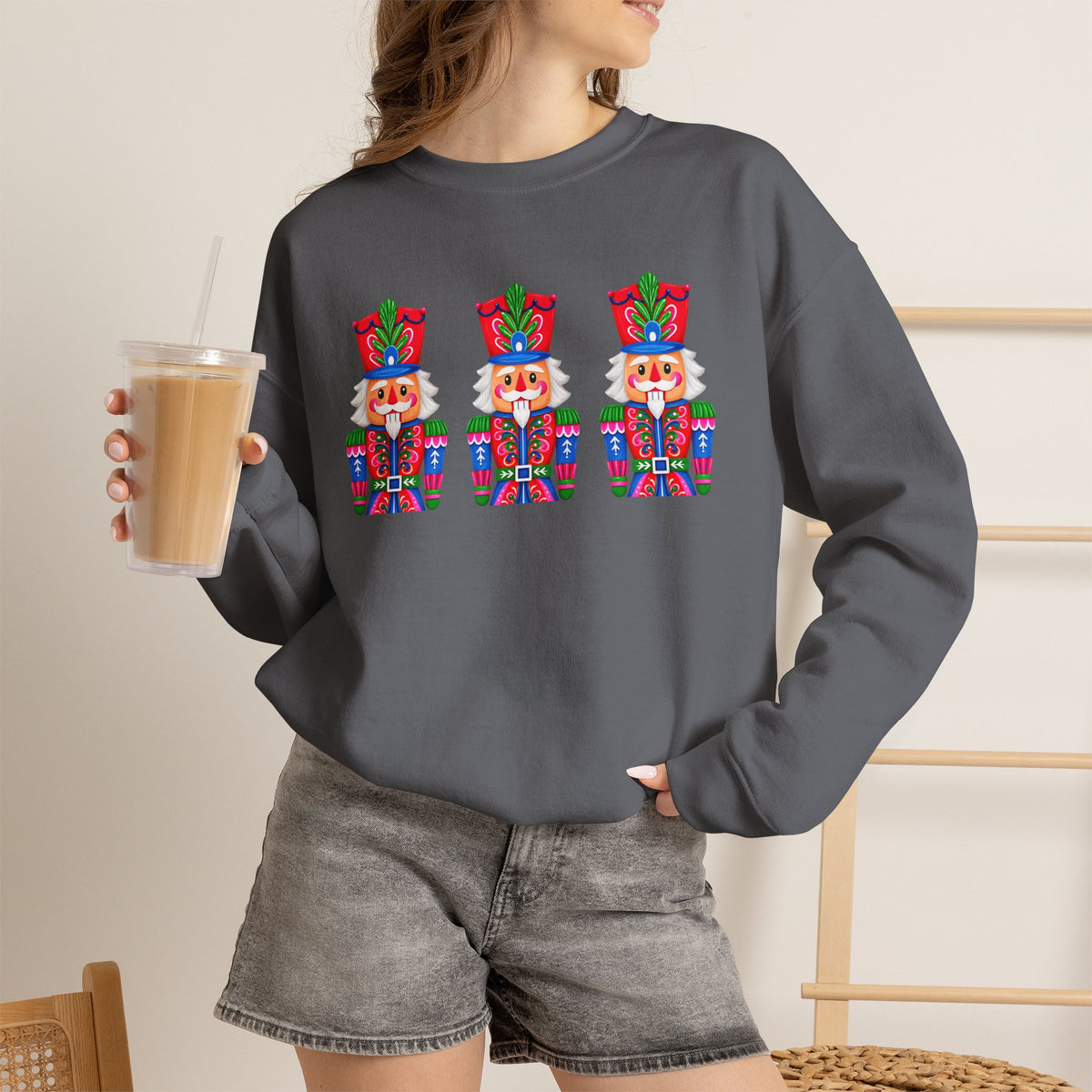 Nutcracker Crewneck Sweatshirt — Festive Triple Nutcracker Holiday Pullover