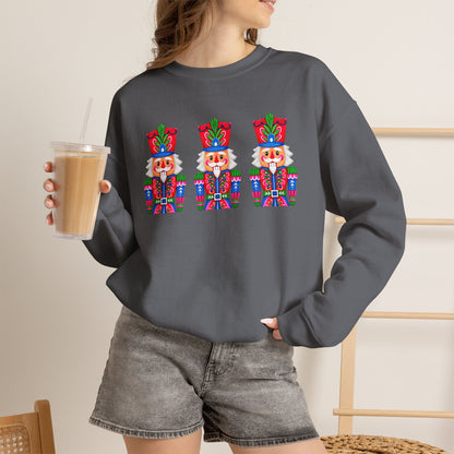 Nutcracker Crewneck Sweatshirt — Festive Triple Nutcracker Holiday Pullover