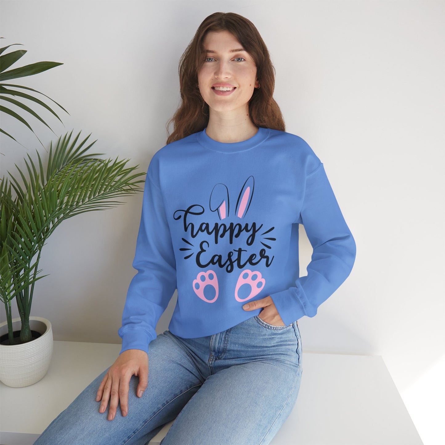 Happy Easter Full Size Gildan Unisex Crewneck Sweatshirt