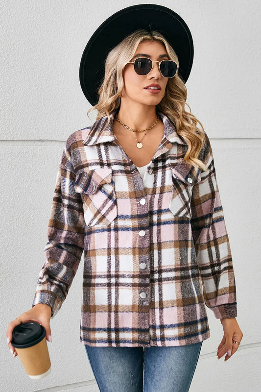 Plaid Pocketed Button Down Shacket