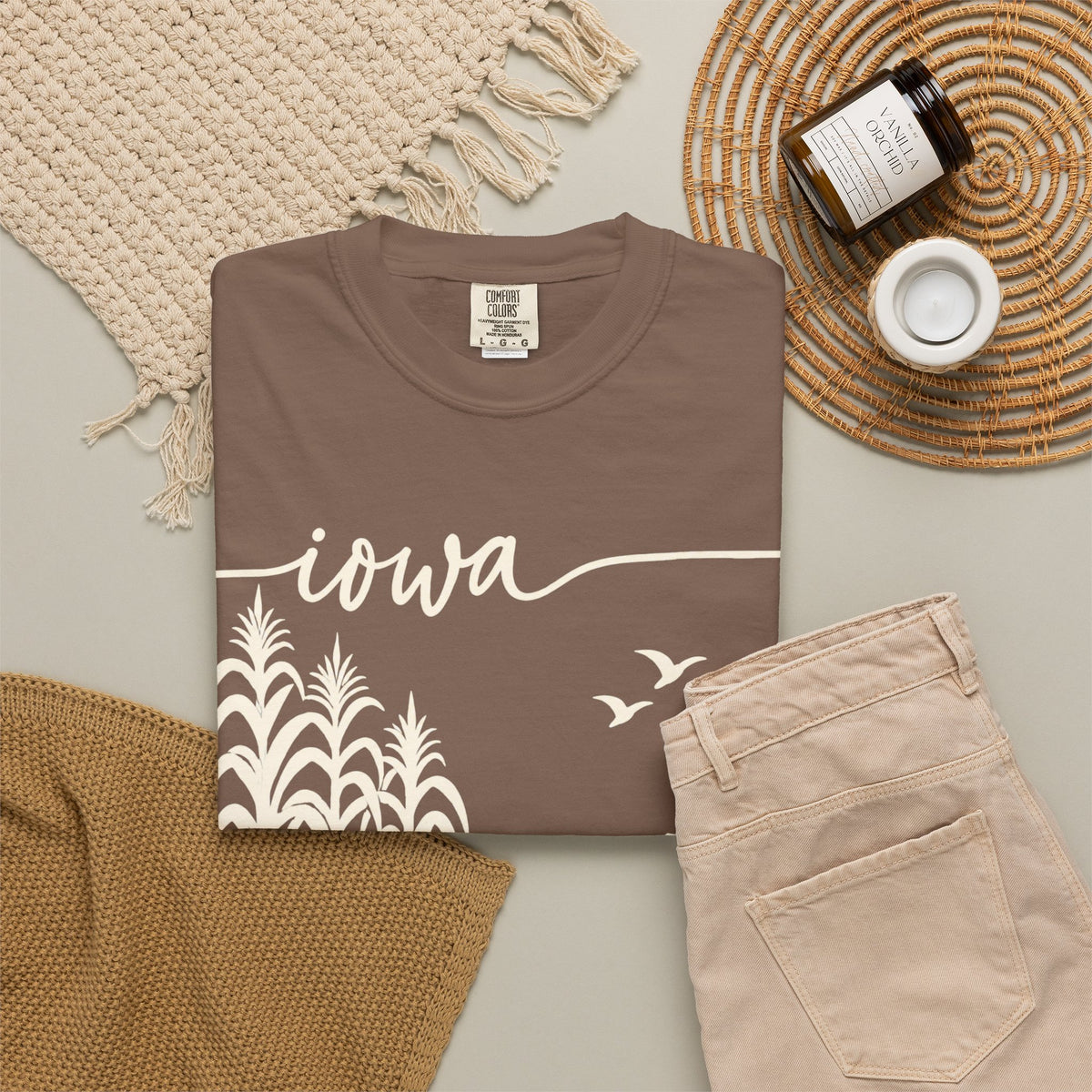Copy of Iowa Farm Scene Crewneck Sweatshirt — Minimal Midwest Landscape
