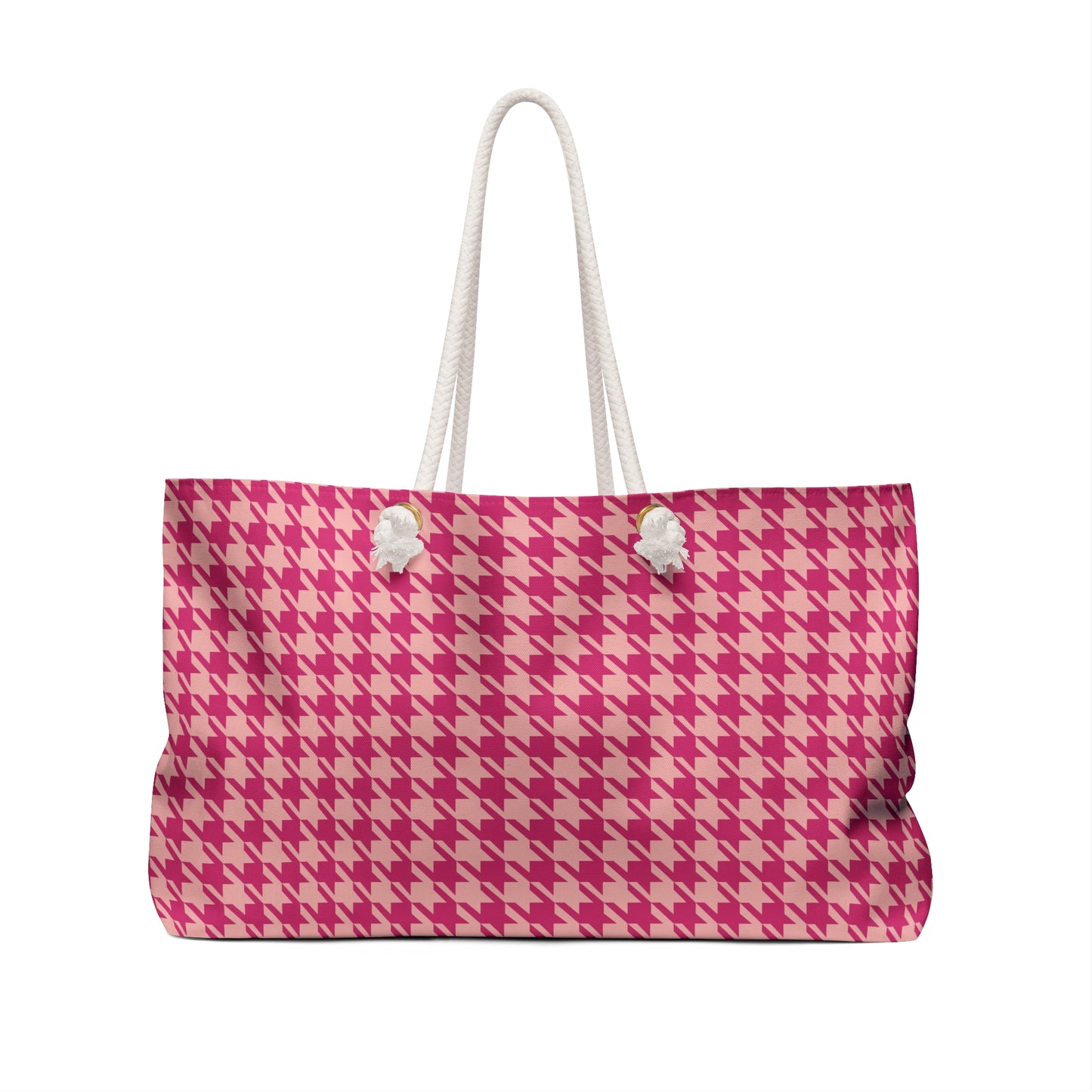 Pink Houndstooth Weekender Bag