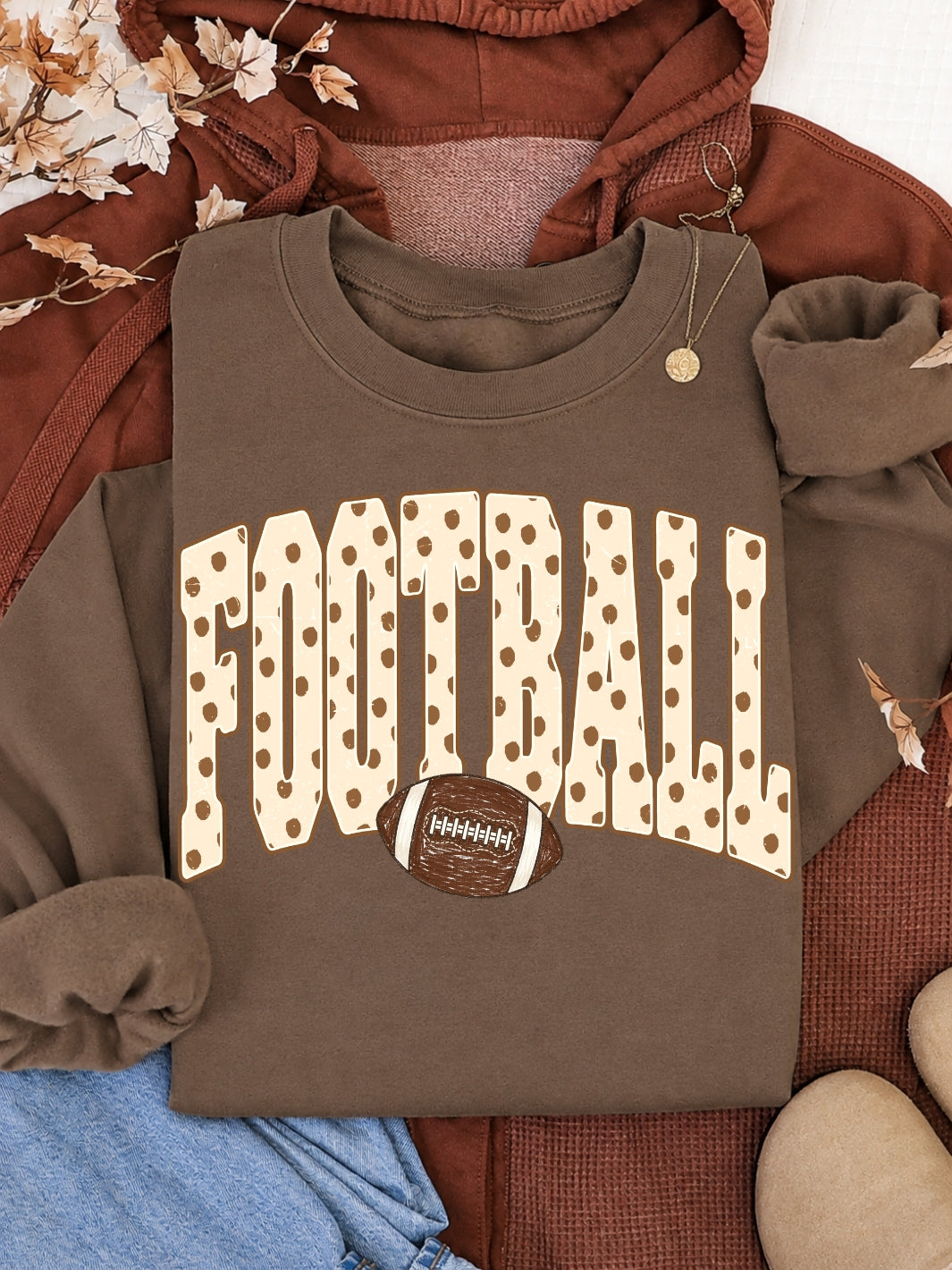 Retro Football Polka Dots Graphic Crewneck Sweatshirt