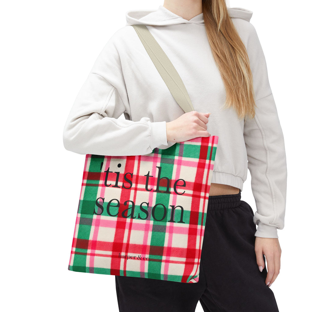 Christmas Plaid Tote Bag - 'Tis the Season Holiday Market Bag
