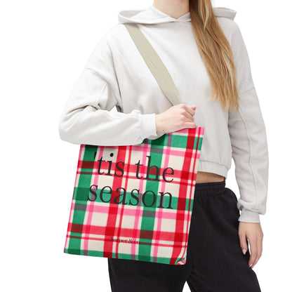Christmas Plaid Tote Bag - 'Tis the Season Holiday Market Bag