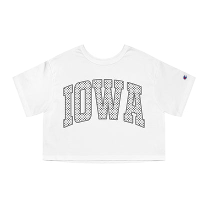 Iowa Cropped Tee — Retro Mesh Lettering Champion Women's Shirt