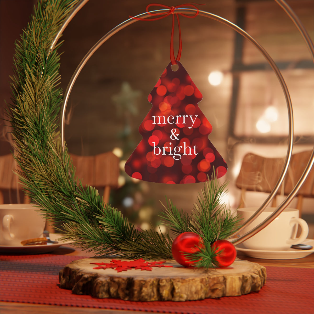 Santa Shops Small Merry & Bright Christmas Bell Ornament