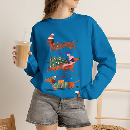 Dachshund Through the Snow Christmas Winter Jersey Sweatshirt