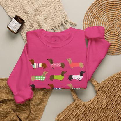 Colorful Dachshund Crewneck Sweatshirt — Vibrant Wiener Dog Design