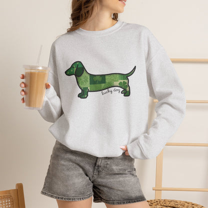 St. Patrick's Lucky Dachshund Quiltwork Sweatshirt