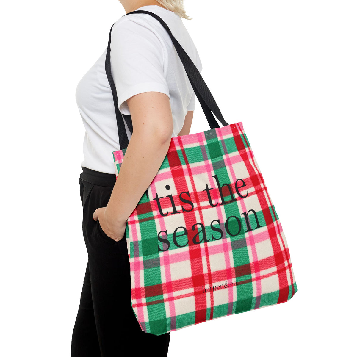 Christmas Plaid Tote Bag - 'Tis the Season Holiday Market Bag
