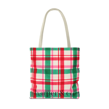 Christmas Plaid Tote Bag - 'Tis the Season Holiday Market Bag