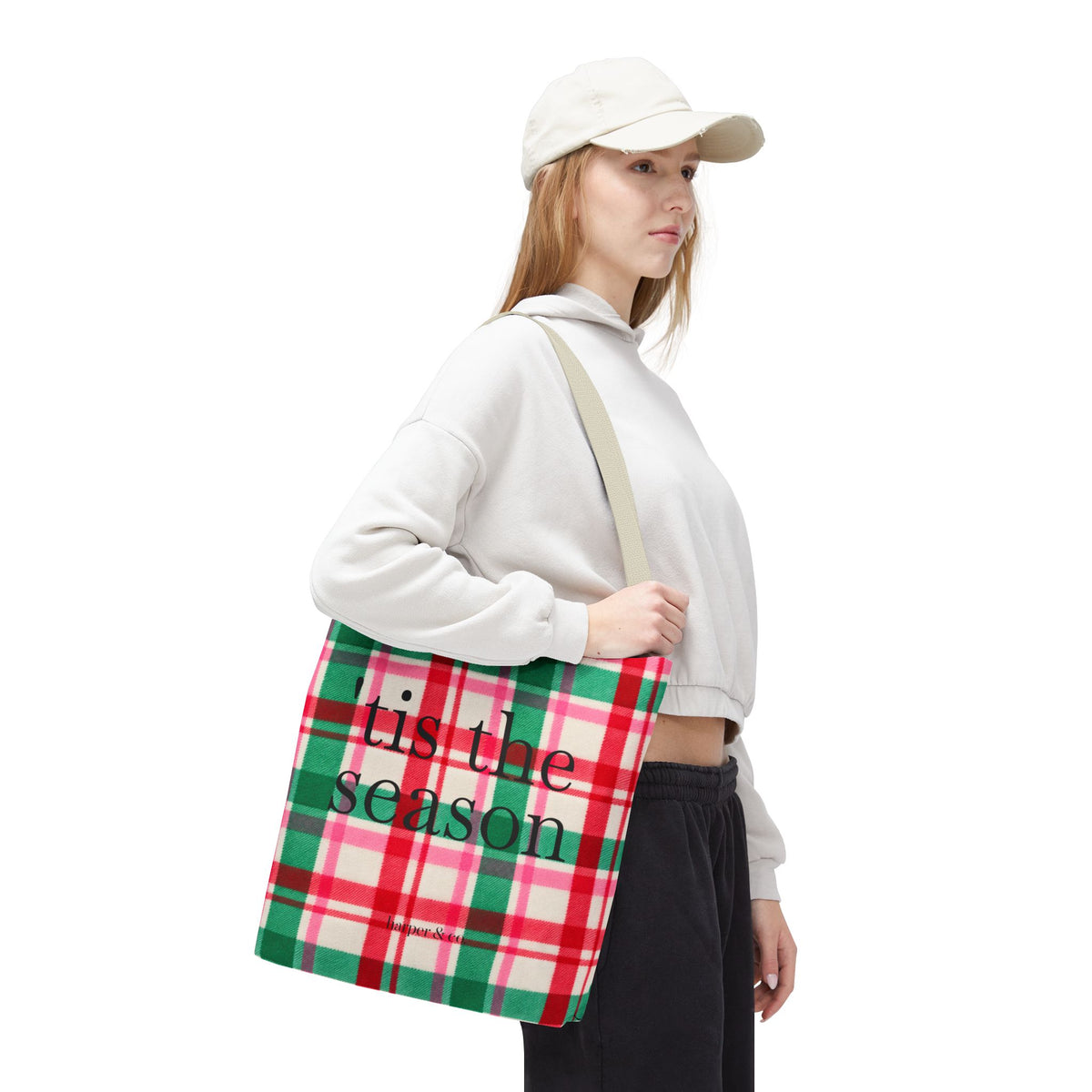 Christmas Plaid Tote Bag - 'Tis the Season Holiday Market Bag