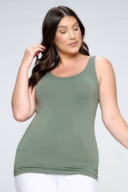 Reversible V or U Neckline Seamless Tank Plus Size