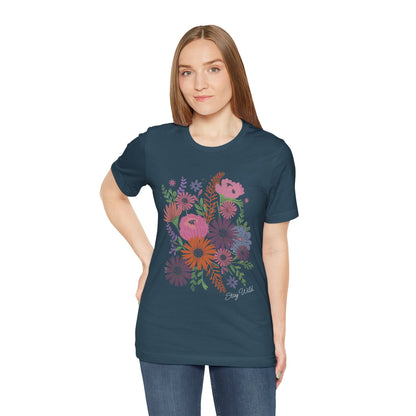 Stay Wild Floral Bouquet Tee — Pastel Wildflower Garden Short Sleeve Shirt