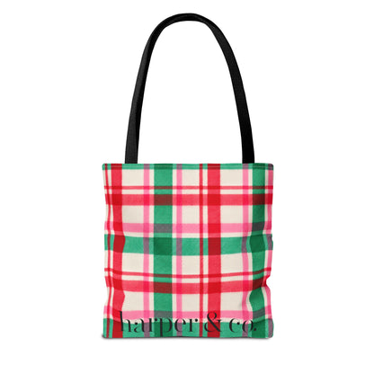 Christmas Plaid Tote Bag - 'Tis the Season Holiday Market Bag