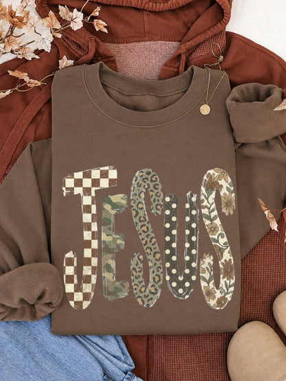 Retro Jesus Fall Graphic Crewneck Sweatshirt