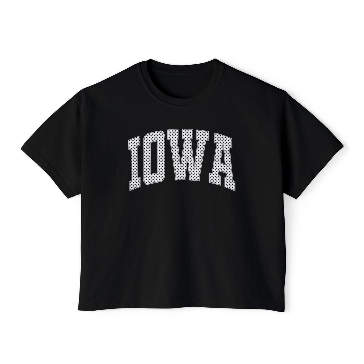 Iowa Boxy Tee — Women's Cropped College Graphic T-Shirt