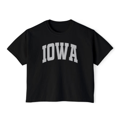 Iowa Boxy Tee — Women's Cropped College Graphic T-Shirt