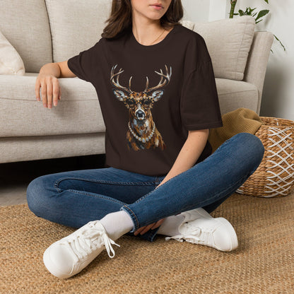 Glam Deer Head Graphic T-Shirt — Rustic Buck Wildlife Tee
