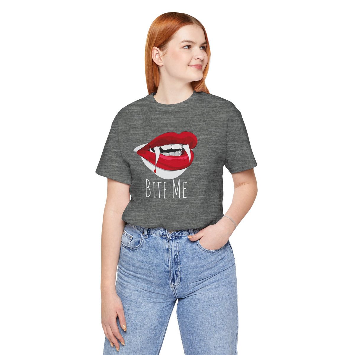 Bite Me Vampire Lips Tee — Red Lip Fang Graphic T-Shirt