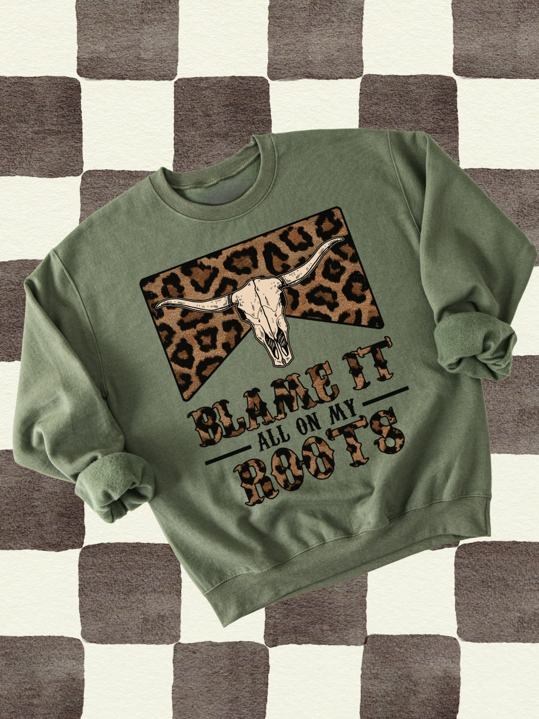 Western Blame It All On My Roots Graphic Crewneck Sweatshirt