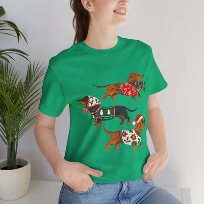 Dachshund Trio Christmas Sweater Tee