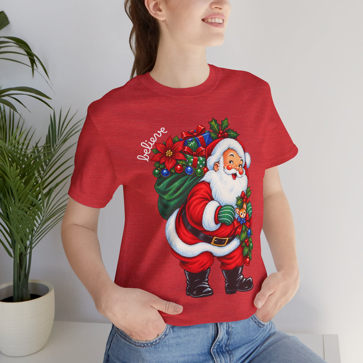 Vintage Santa 'Believe' Christmas Tee