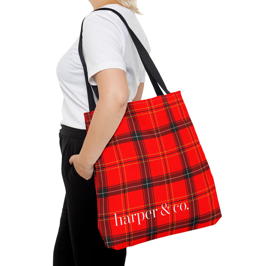 Red Tartan Plaid Tote Bag - Three Sizes