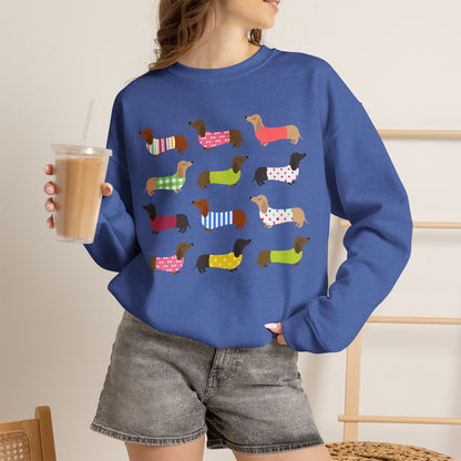 Colorful Dachshund Crewneck Sweatshirt — Vibrant Wiener Dog Design