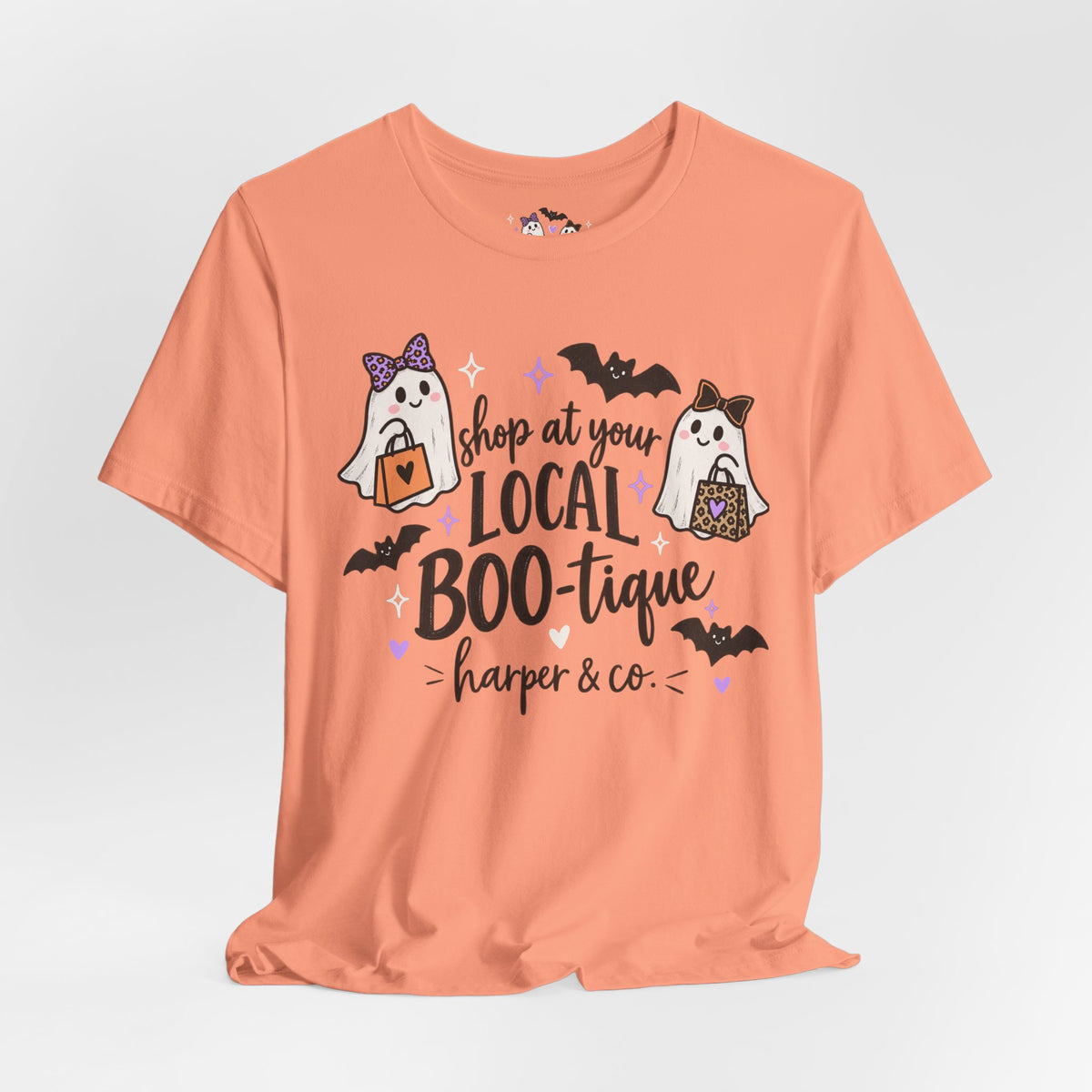 T-Shirt — "Shop at Your Local BOO-tique" Halloween Ghost Boutique Tee