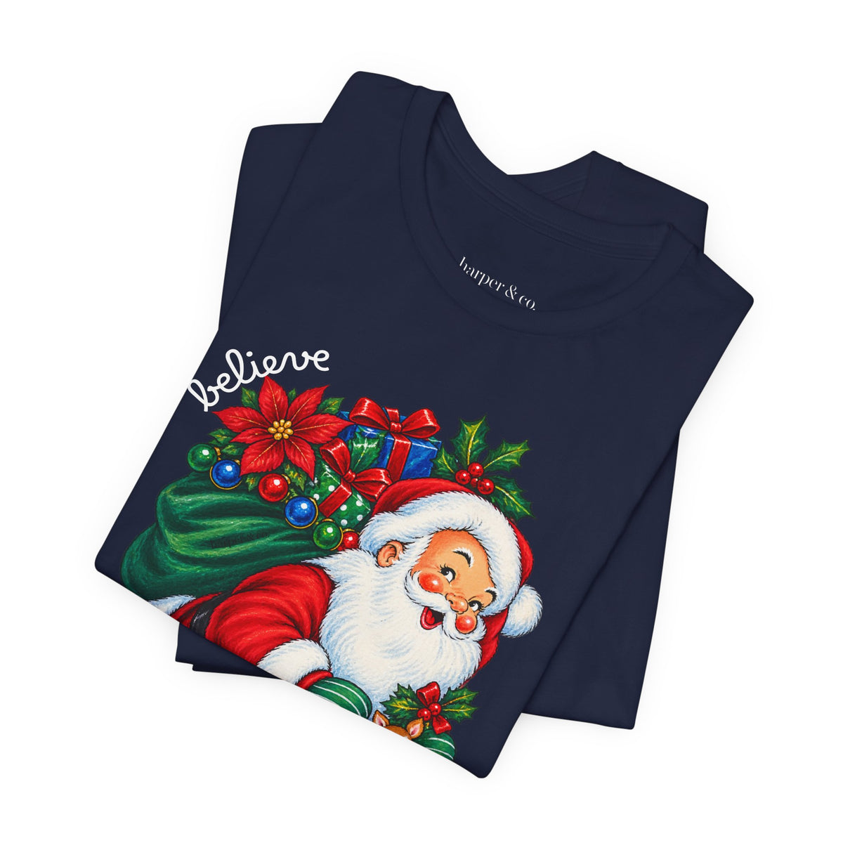 Vintage Santa 'Believe' Christmas Tee