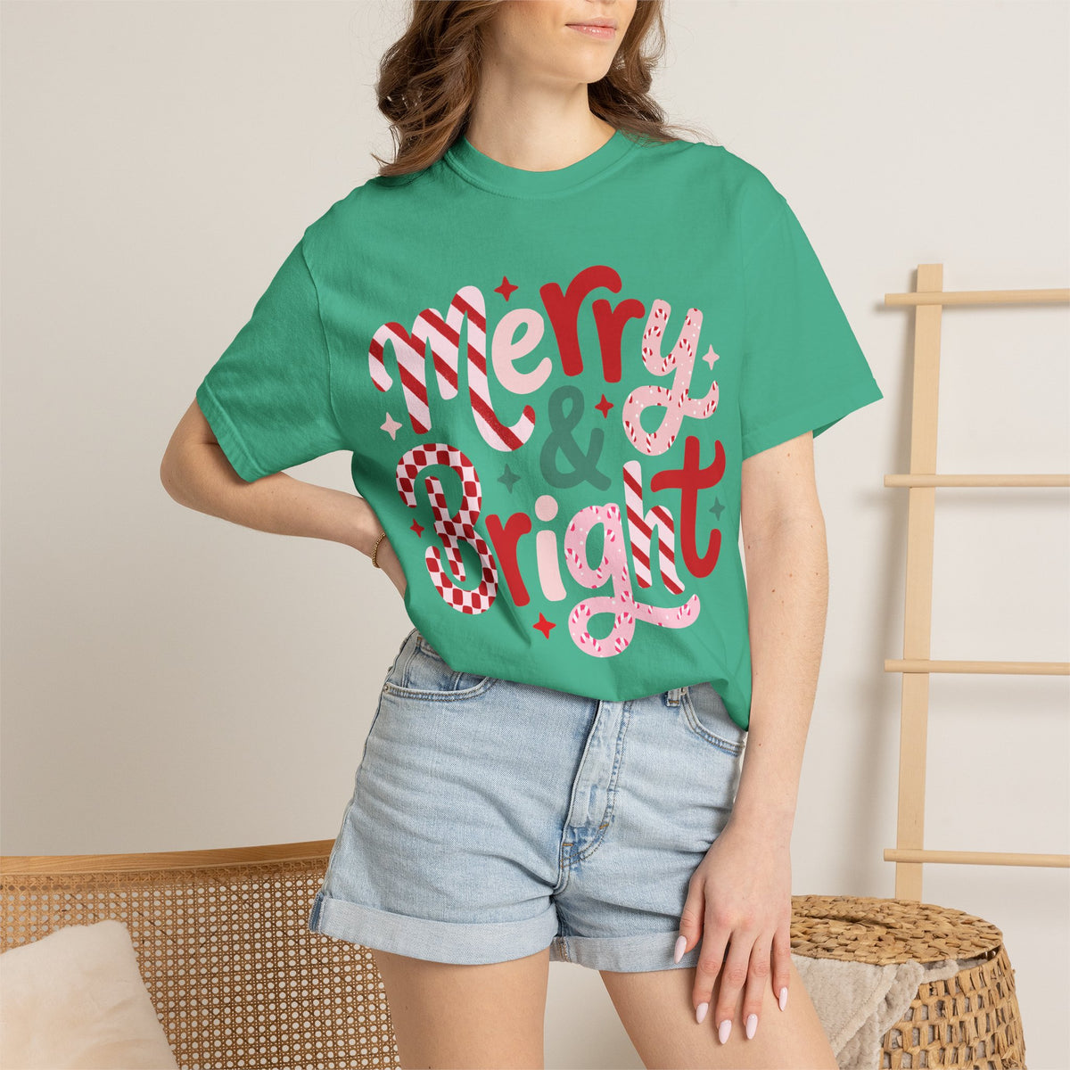 Merry & Bright Holiday T-Shirt — Festive Christmas Graphic Tee