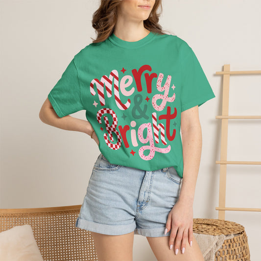 Merry & Bright Holiday T-Shirt — Festive Christmas Graphic Tee