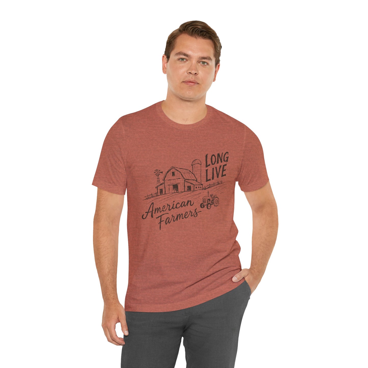 Long Live American Farmers Tee — Vintage Farmhouse Barn & Tractor T-Shirt