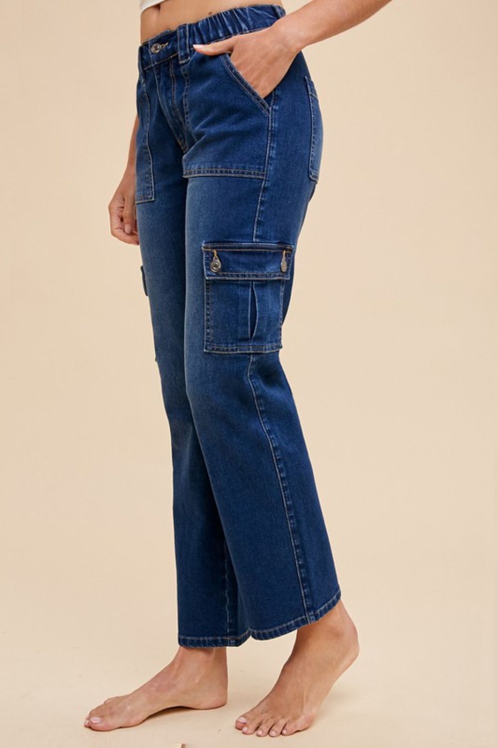 Annie Wear Straight Leg Jeans with Cargo Pockets