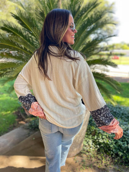 Textured Floral Blouse in Three Colors
