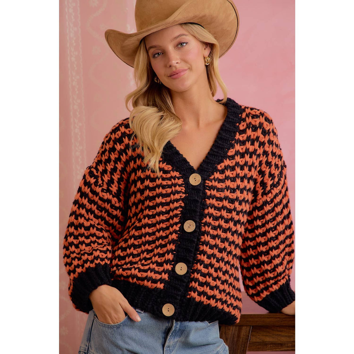 BiBi Halloween Chunky Knit Button Front Cardigan