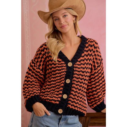 BiBi Halloween Chunky Knit Button Front Cardigan