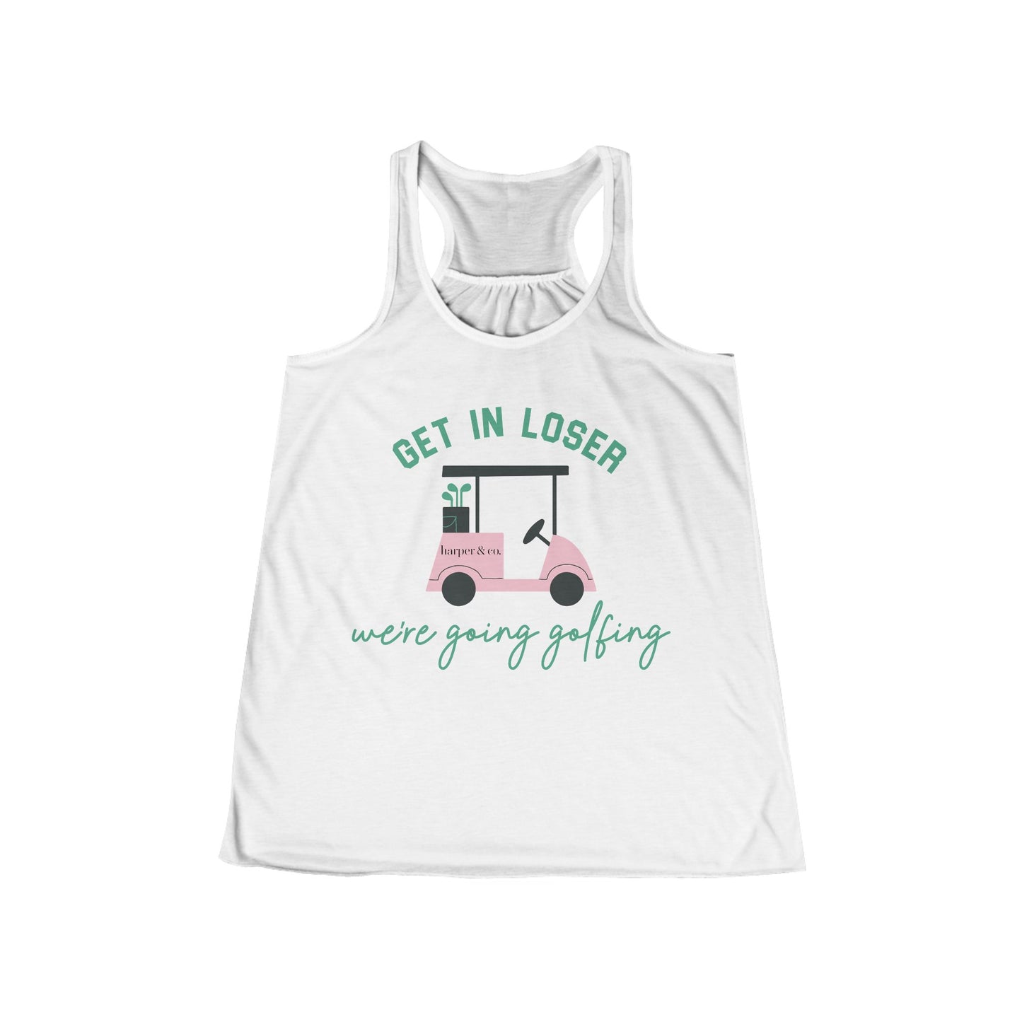 Get in Loser Women's Flowy Racerback Tank — Funny Golf Tank Top