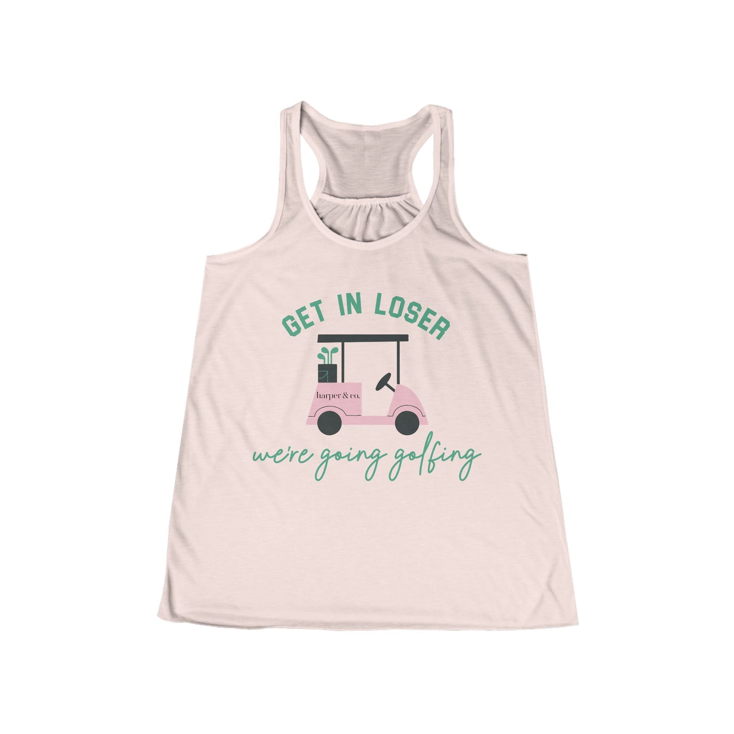 Get in Loser Women's Flowy Racerback Tank — Funny Golf Tank Top